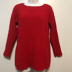 J. Jill Red Cable Knit Sweater Sz Petite Small